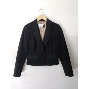 Roksanda Ilincic Black Single Breasted One Button Cropped Blazer Size 10